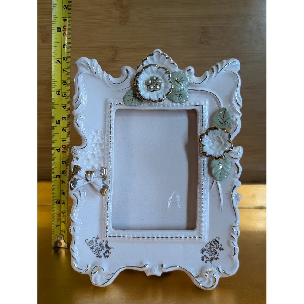 Vintage Tilso Japan Ceramic Floral Picture Frame Gold Gilt Rococo 3x4  Regency